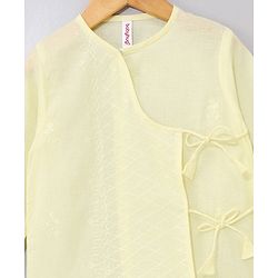 Babyhug Cotton Woven Full Sleeves Embroidery Kurta & Dhoti Set - Yellow