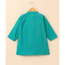 Babyhug Cotton Woven Full Sleeves Ethnic Printed Kurta & Dhoti Set - Rama Green