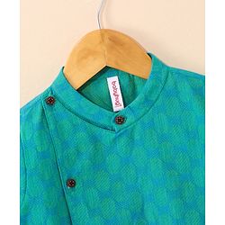 Babyhug Cotton Woven Full Sleeves Ethnic Printed Kurta & Dhoti Set - Rama Green