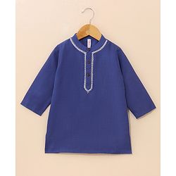 Babyhug Full Sleeves Solid Colour Kurta & Dhoti - Royal Blue White