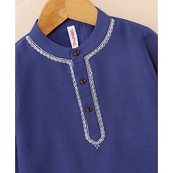 Babyhug Full Sleeves Solid Colour Kurta & Dhoti - Royal Blue White