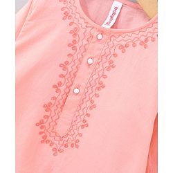 Babyhug Full Sleeves Kurta & Pyjama Set Embroidered - Peach