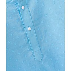 Babyhug Cotton Full Sleeves Kurta Pyjama Set Dobby Embroidered - Light Blue