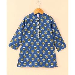 Babyhug Full Sleeves Kurta and Dhoti Set Floral Print - Blue