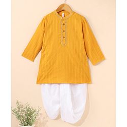 Babyhug Full Sleeves Solid Kurta and Dhoti Set - Mustard