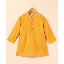 Babyhug Full Sleeves Solid Kurta and Dhoti Set - Mustard