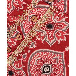 Babyhug Full Sleeves All Over Printed Kurta & Dhoti Set - Red