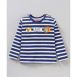 Babyhug Cotton Full Sleeves Tee Stripes & Wild Animals Print Pack of 3- Mullticolor