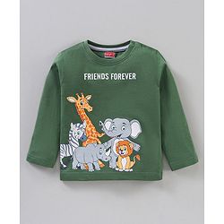 Babyhug Cotton Full Sleeves Tee Stripes & Wild Animals Print Pack of 3- Mullticolor