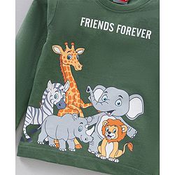 Babyhug Cotton Full Sleeves Tee Stripes & Wild Animals Print Pack of 3- Mullticolor