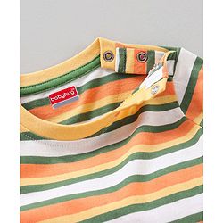 Babyhug Cotton Full Sleeves Tee Stripes & Wild Animals Print Pack of 3- Mullticolor