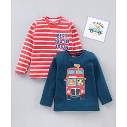 Babyhug Full Sleeves T-Shirts Text & Animals Print Pack Of 2 - Multicolor