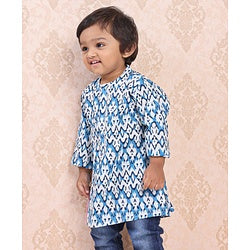 Babyhug Full Sleeves Cotton Kurta Printed- Indigo