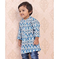 Babyhug Full Sleeves Cotton Kurta Printed- Indigo