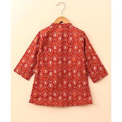 Babyhug Cotton Full Sleeves Kurta and Dhoti Set Printed - Red