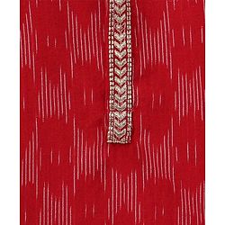 Babyhug Full Sleeves Cotton Kurta & Dhoti Set Printed- Red