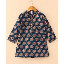 Babyhug Full Sleeves Kurta and Dhoti Set Printed - Indigo