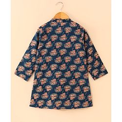Babyhug Full Sleeves Kurta and Dhoti Set Printed - Indigo