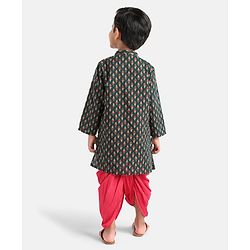 Babyhug Full Sleeves Kurta and Dhoti Set Printed - Dark Green