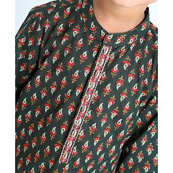 Babyhug Full Sleeves Kurta and Dhoti Set Printed - Dark Green