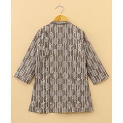 Babyhug Full Sleeves Kurti Leaf Print - Brown