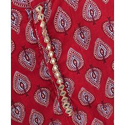 Babyhug Cotton Full Sleeves Kurta Pyjama Set Leaf Print - Red
