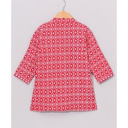 Babyhug Full Sleeve Cotton Thread Embrodered Kurta Pyjama  Set - Red