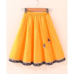 Babyhug Sleeveless Embroidered Choli Lehenga And Dupatta - Blue Yellow