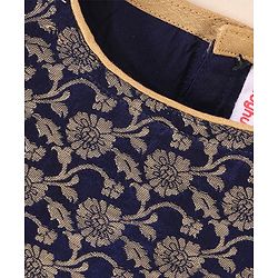 Babyhug Sleeveless Embroidered Choli Lehenga And Dupatta - Blue Yellow