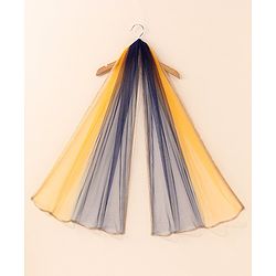 Babyhug Sleeveless Embroidered Choli Lehenga And Dupatta - Blue Yellow