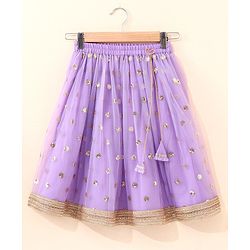 Babyhug Sleeveless Choli & Lehenga With Dupatta Sequin Embroidery- Lavender