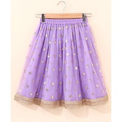 Babyhug Sleeveless Choli & Lehenga With Dupatta Sequin Embroidery- Lavender