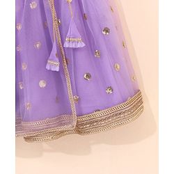 Babyhug Sleeveless Choli & Lehenga With Dupatta Sequin Embroidery- Lavender