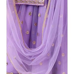 Babyhug Sleeveless Choli & Lehenga With Dupatta Sequin Embroidery- Lavender