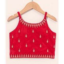 Babyhug Sleeveless Embroidered Choli Lehenga And Dupatta - Red