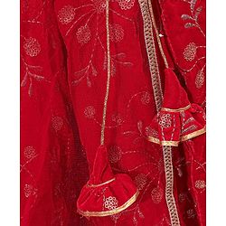 Babyhug Sleeveless Embroidered Choli Lehenga And Dupatta - Red