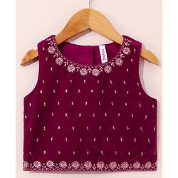 Babyhug Sleeveless Choli & Lehenga with Dupatta Embroidered - Magenta