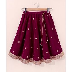 Babyhug Sleeveless Choli & Lehenga with Dupatta Embroidered - Magenta