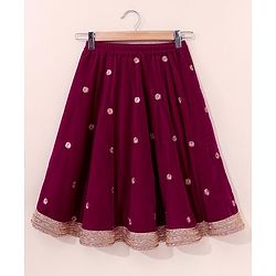 Babyhug Sleeveless Choli & Lehenga with Dupatta Embroidered - Magenta
