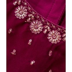 Babyhug Sleeveless Choli & Lehenga with Dupatta Embroidered - Magenta