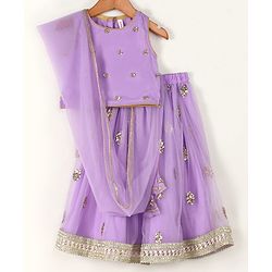 Babyhug Sleeveless Choli & Lehenga with Dupatta - Purple