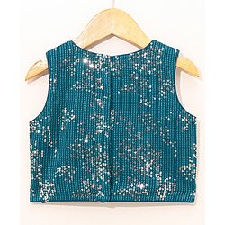 Babyhug Sleeveless Choli & Lehenga with Dupatta Embellished - Blue