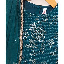 Babyhug Sleeveless Choli & Lehenga with Dupatta Embellished - Blue