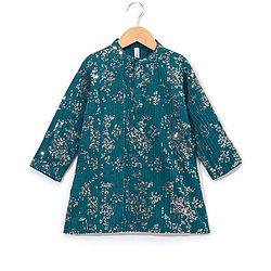 Babyhug Full Sleeves Solid Kurta Dhoti Set All Over Sequins - Blue Yellow