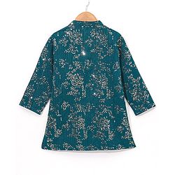 Babyhug Full Sleeves Solid Kurta Dhoti Set All Over Sequins - Blue Yellow