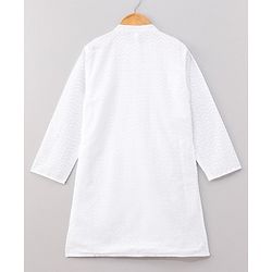 Babyhug Full Sleeves Embroidered Kurta & Striped Dhoti - White