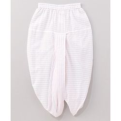 Babyhug Full Sleeves Embroidered Kurta & Striped Dhoti - White