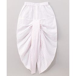 Babyhug Full Sleeves Embroidered Kurta & Striped Dhoti - White