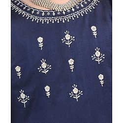Babyhug Sleeveless Printed Ethnic Dress With Embroidery- Navy Blue