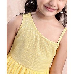 Babyhug Sleeveless Ethnic Dress With Sequin Detailing- Yellow